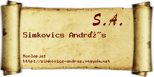 Simkovics András névjegykártya